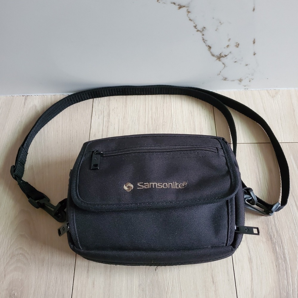 VTG Samsonite Travel Organizer Shoulder Bag Black Small Camera Crossbody 306BK